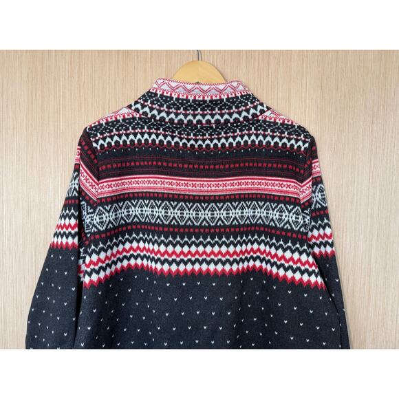 Talbots Nordic Fair Isle Mock Neck Pullover Fleece Sweater Womens Size 2X Black - Picture 5 of 10